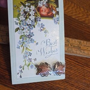 Vintage Star Earrings On Antique Post Card